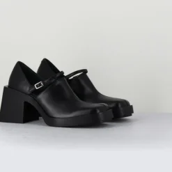 Femme Justine Clenquet Sandales À Talons^Sabots en Cuir Kim noirs - Talon 8 cm