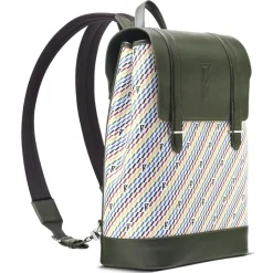Femme Maison Faret Sacs^Sac à dos en Toile enduite & Cuir Ferret vert/multicolore - 40x29x13 cm