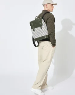 Femme Maison Faret Sacs^Sac à dos en Toile enduite & Cuir Ferret vert/multicolore - 40x29x13 cm