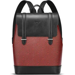 Femme Maison Faret Sacs^Sac à dos en Toile enduite & Cuir Ferret rouge/noir - 40x29x13 cm