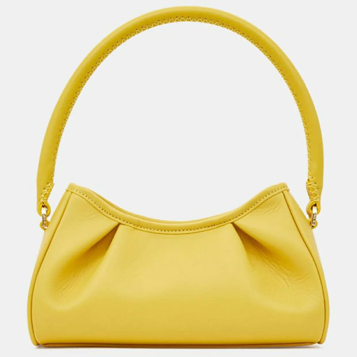 Sac à main en Cuir Small Dimple jaune 13x23x8,5 cm-Elleme