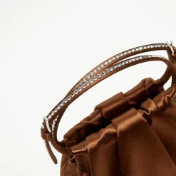 Sac à main en Soie cristal Vittoria moka - 16.5x16x7 cm-Amina Muaddi Best