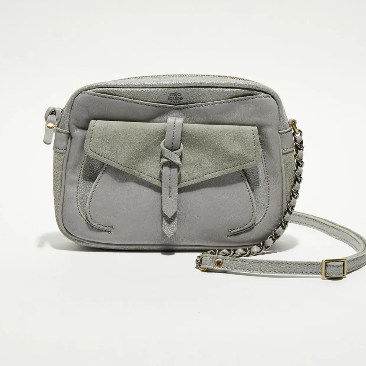 Sac bandoulière en Cuir Orelia Cross vert menthe - 23x17.5x7 cm-Mila Louise Outlet