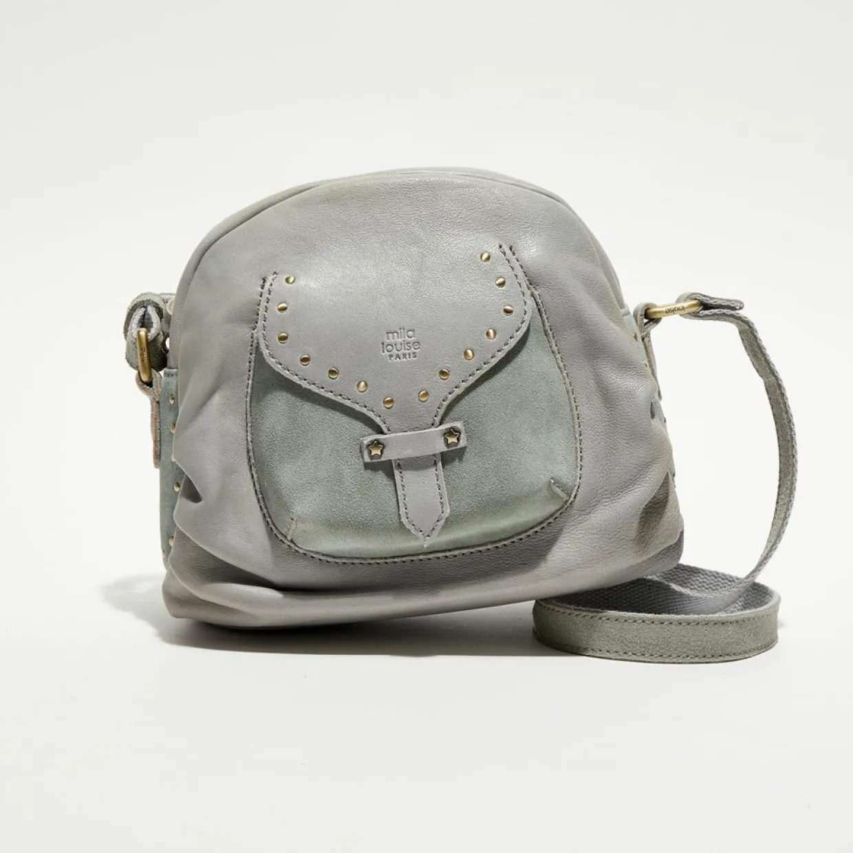 Femme Mila Louise Sacs^Sac bandoulière en Cuir Pala vert menthe - 25x21x14 cm