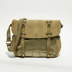 Sac besace en Cuir Alou Dv vert kaki - 35x23x13 cm-Mila Louise Discount