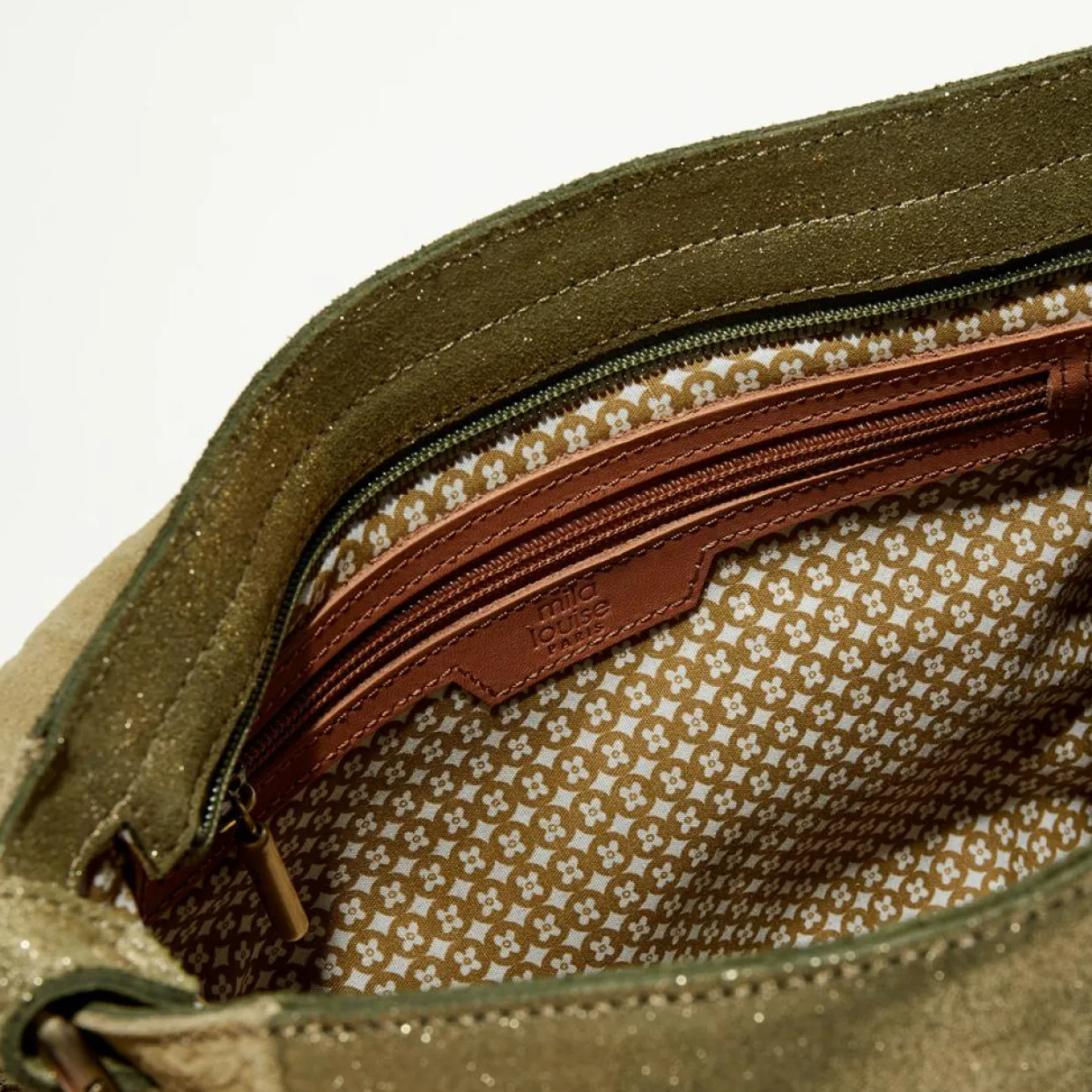 Sac besace en Cuir Alou Dv vert kaki - 35x23x13 cm-Mila Louise Discount