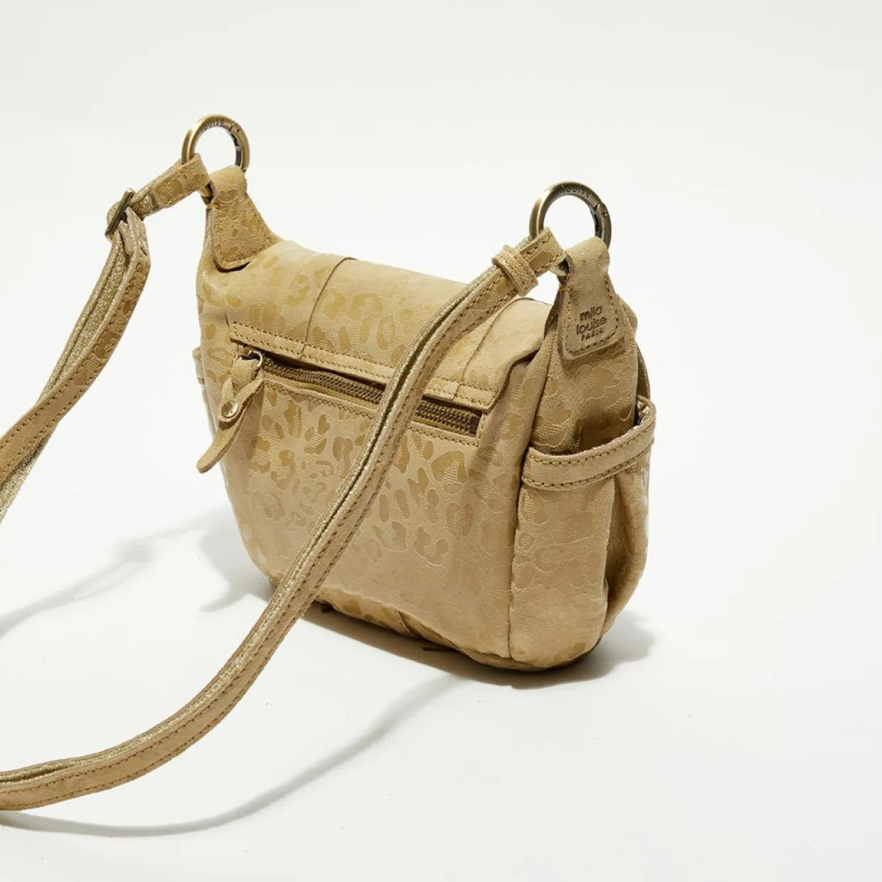 Femme Mila Louise Sacs^Sac besace en Cuir Bern Gp beige - 21x15x6 cm