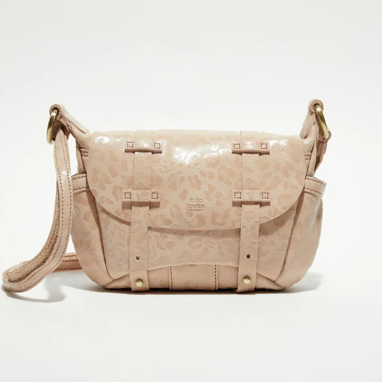 Sac besace en Cuir Bern Gp rose - 21x15x6 cm-Mila Louise