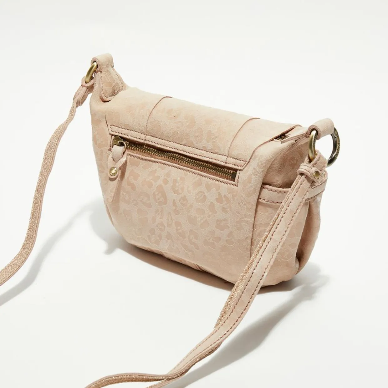 Sac besace en Cuir Bern Gp rose - 21x15x6 cm-Mila Louise