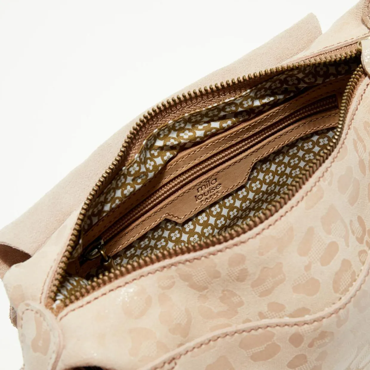 Sac besace en Cuir Bern Gp rose - 21x15x6 cm-Mila Louise