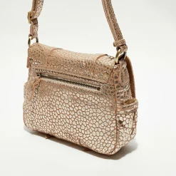 Sac besace en Cuir Bess J rose - 25x20x7 cm-Mila Louise Sale