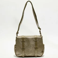 Sac besace en Cuir Bess J vert kaki - 25x20x7 cm-Mila Louise