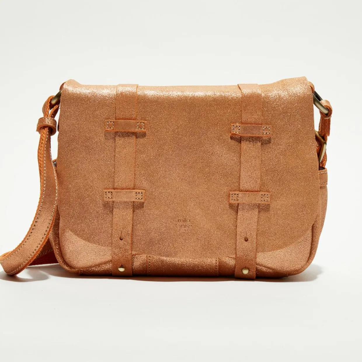 Sac besace en Cuir Bess X orange - 25x20x7 cm-Mila Louise Clearance