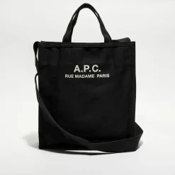 Femme A.P.C. Sacs^Sac cabas en toile Récupération noir - 40x36x11 cm