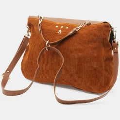 Femme Craie Sacs^Sac cartable réversible en Velours côtelé Maxi Maths marron 24x35x9 cm