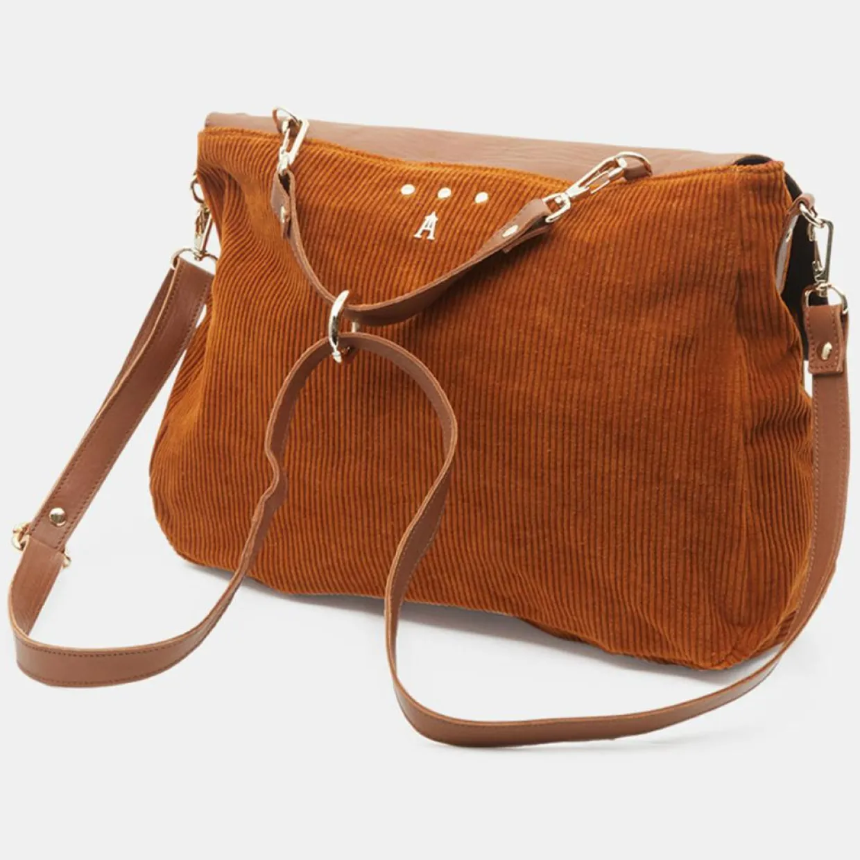 Femme Craie Sacs^Sac cartable réversible en Velours côtelé Maxi Maths marron 24x35x9 cm