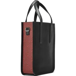 Sac en Cuir & Toile enduite Dune rouge/noir - 35x28x8 cm-Maison Faret Online