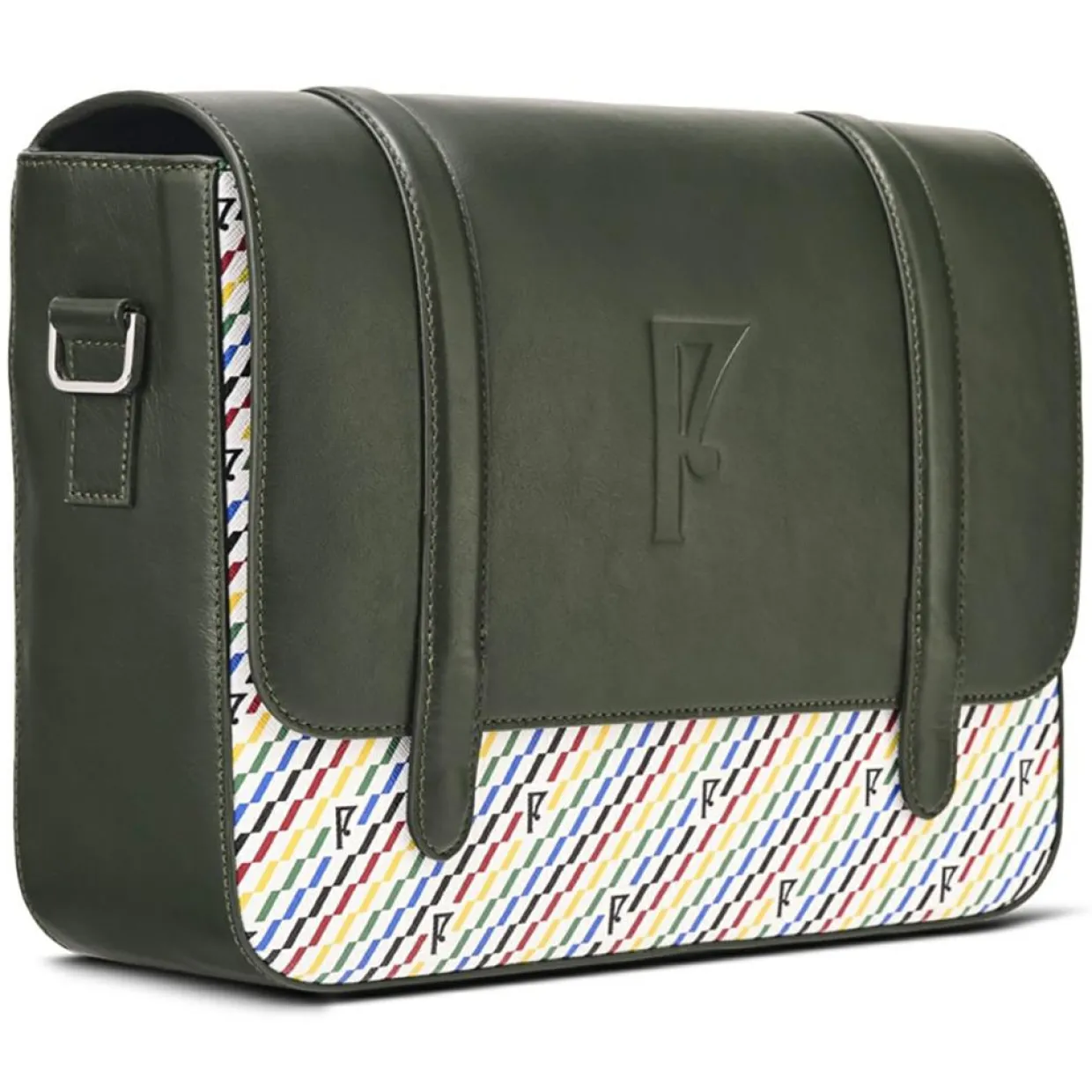 Femme Maison Faret Sacs^Sac en Cuir & Toile enduite Moulleau vert/multicolore - 22x30x9 cm