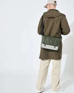 Femme Maison Faret Sacs^Sac en Cuir & Toile enduite Moulleau vert/multicolore - 22x30x9 cm
