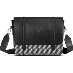 Femme Maison Faret Sacs^Sac en Cuir & Toile enduite Moulleau noir/blanc - 22x30x9 cm