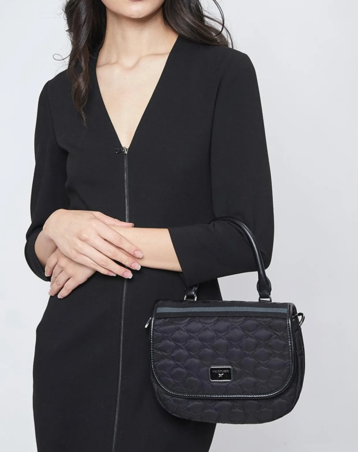 Sac en Toile brodée Je t'Attends Je t'Aime nº2 noir - 20x25x8 cm-Mauboussin Sale
