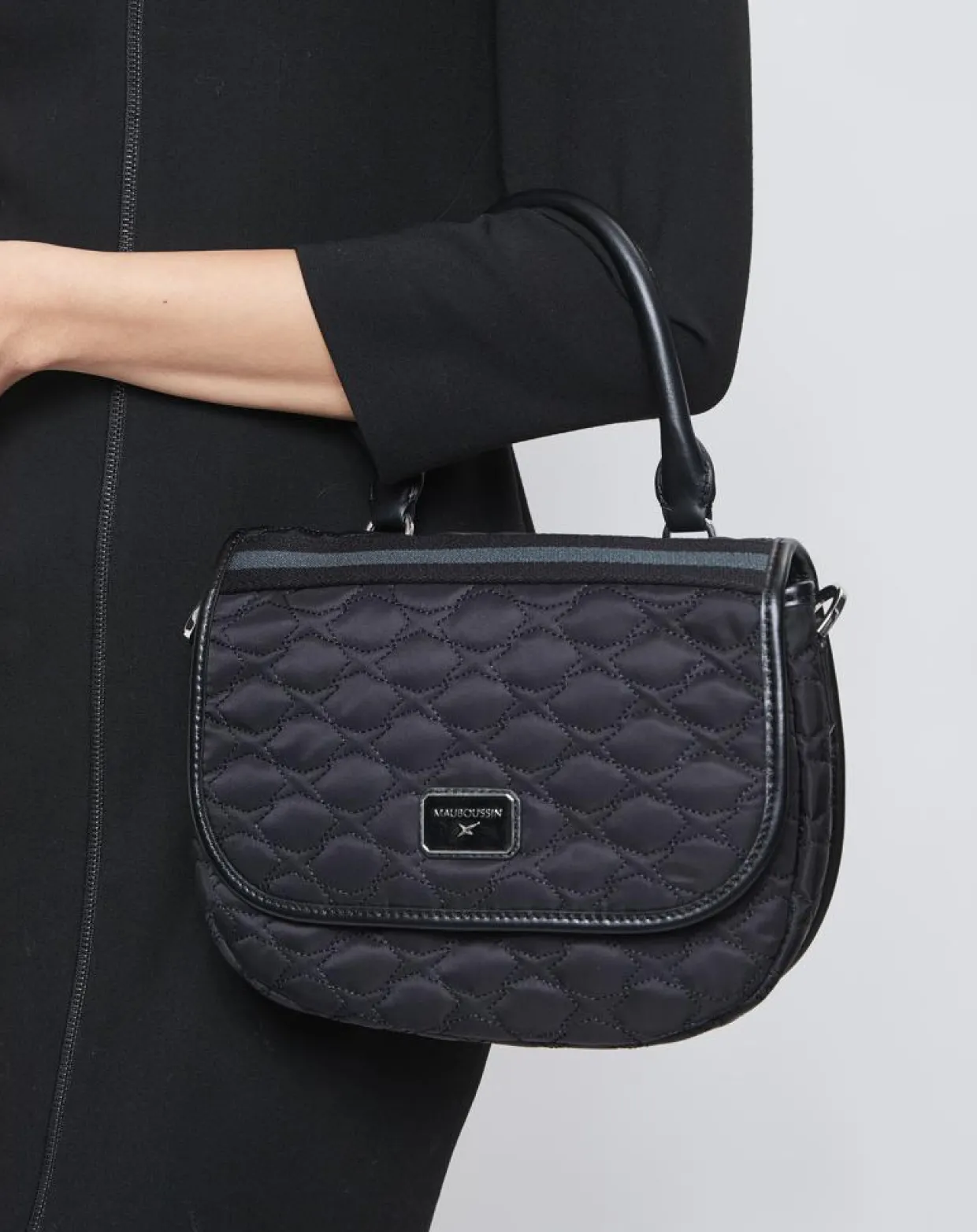 Sac en Toile brodée Je t'Attends Je t'Aime nº2 noir - 20x25x8 cm-Mauboussin Sale