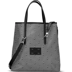 Sac en Toile enduite & Cuir Faret noir/blanc - 38x36x8.5 cm-Maison Faret Clearance