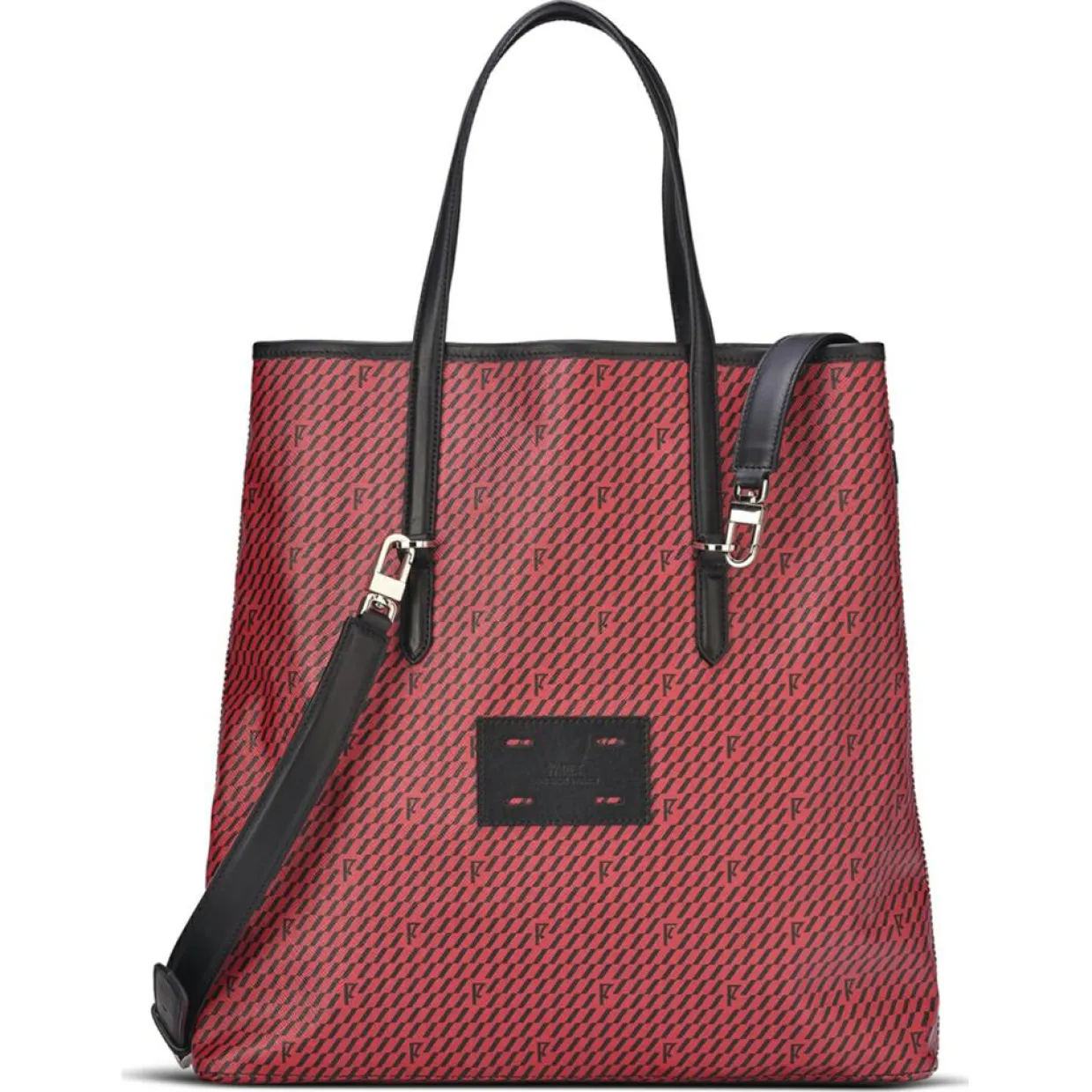 Femme Maison Faret Sacs^Sac en Toile enduite & Cuir Faret rouge/noir - 38x36x8.5 cm