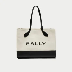Sac fourre-tout en Coton & Cuir naturel/noir - 40x29.5x15 cm-Bally Best