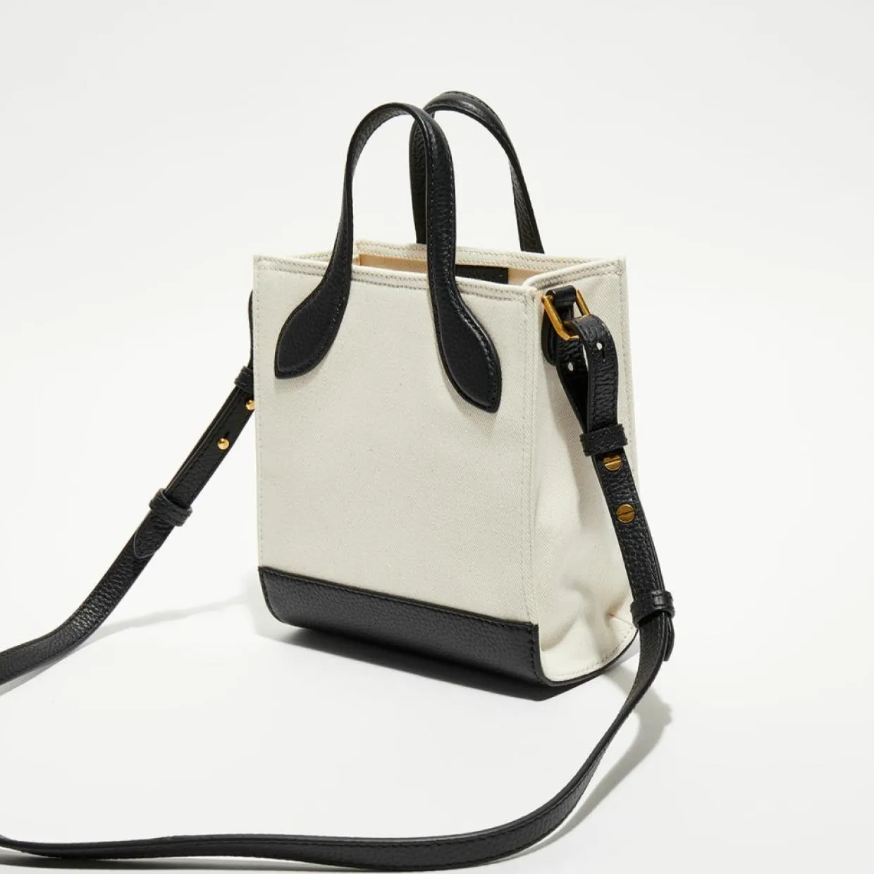 Femme Bally Sacs^Sac fourre-tout en Coton & Cuir naturel/noir - 17x20x 9 cm
