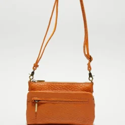 Sac pochette en Cuir Inde orange clair - 22x15x2 cm-Mila Louise Best