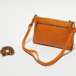 Sac pochette en Cuir Inde orange clair - 22x15x2 cm-Mila Louise Best