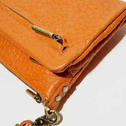 Sac pochette en Cuir Inde orange clair - 22x15x2 cm-Mila Louise Best