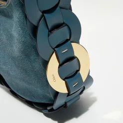 Femme Chloé Sacs^Sac porté épaule en Velours de Cuir Darryl bleu - 25x20x9 cm