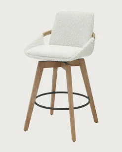Saly - Chaise de bar en tissu bouclette et pieds en bois-Uniqka Discount