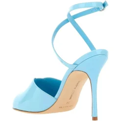 Femme Manolo Blahnik Sandales À Talons^Sandales en Cuir verni Hourani bleu clair - Talon 10.5 cm