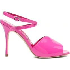 Sandales en Cuir verni Hourani roses - Talon 10.5 cm-Manolo Blahnik