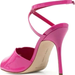 Sandales en Cuir verni Hourani roses - Talon 10.5 cm-Manolo Blahnik