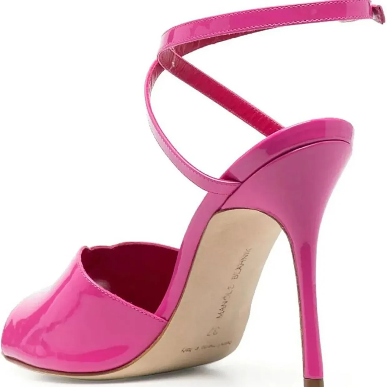 Sandales en Cuir verni Hourani roses - Talon 10.5 cm-Manolo Blahnik