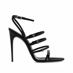 Femme Saint Laurent Sandales Plates^Sandales en satin Jerry noires