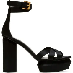Sandales en Soie Ava noires - Talon 14 cm-Balmain Outlet