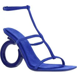Sandales en Velours de Cuir Elina bleues - Talon 10.5 cm-Salvatore Ferragamo