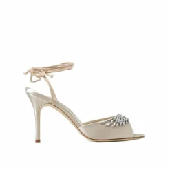 Femme Manolo Blahnik Sandales Plates^Sandales Plumena 090 en satin beiges