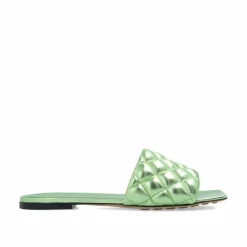 Femme Bottega Veneta Sandales Plates^Sandales rembourrées vertes