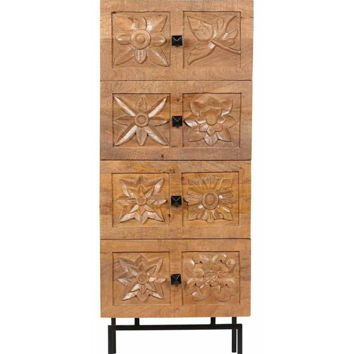 Bois & Chiffons Meubles De Rangement^Semainier 4 tiroirs manguier sculture naturel - 45x40x115 cm