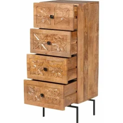 Bois & Chiffons Meubles De Rangement^Semainier 4 tiroirs manguier sculture naturel - 45x40x115 cm