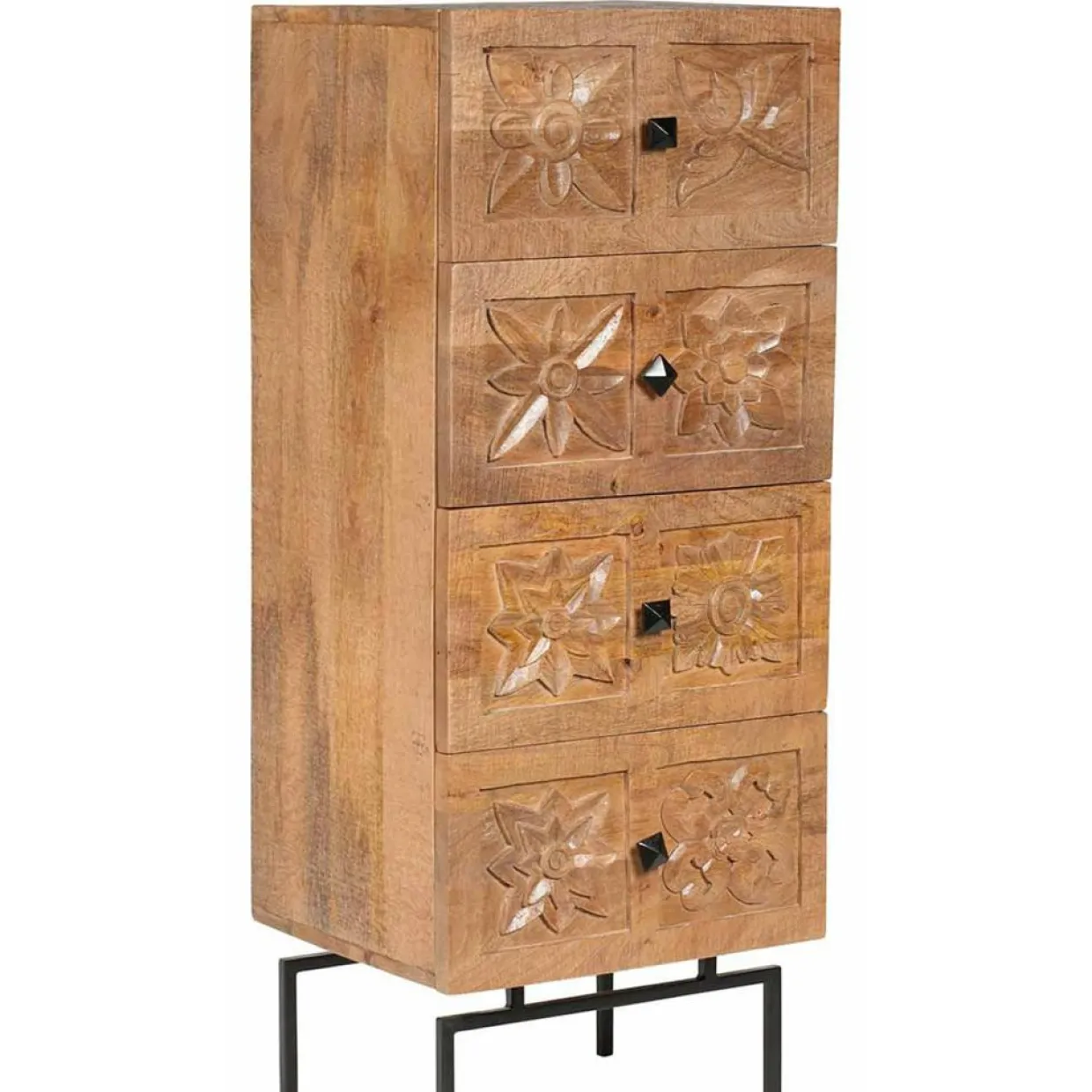Bois & Chiffons Meubles De Rangement^Semainier 4 tiroirs manguier sculture naturel - 45x40x115 cm