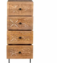 Bois & Chiffons Meubles De Rangement^Semainier 4 tiroirs manguier sculture naturel - 45x40x115 cm