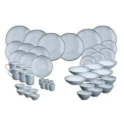 Bjorn Assiettes^Service Complet en Grès Cloud gris clair - 48 pièces
