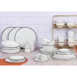Service Complet en Grès Pure blanc/beige - 32 pièces-Bjorn Sale